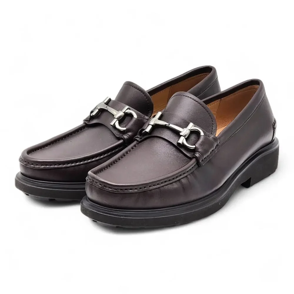 Salvatore Ferragamo Glasgow Calfskin Leather Loafers 7.5 EE US 8.5 Brown $950